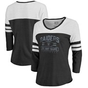 Add Oakland Raiders NFL Pro Line by Fanatics Branded Women's Personalized Flanker Three-Quarter Sleeve Tri-Blend T-Shirt - Black To Your NFL Collection