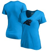 Add Carolina Panthers NFL Pro Line by Fanatics Branded Women's Primary Logo V-Neck T-Shirt - Blue To Your NFL Collection