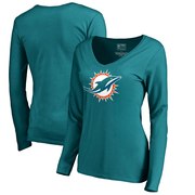 Add Miami Dolphins NFL Pro Line by Fanatics Branded Women's Primary Logo V-Neck Long-Sleeve T-Shirt - Aqua To Your NFL Collection