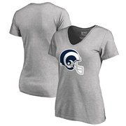 Add Los Angeles Rams NFL Pro Line by Fanatics Branded Women's Rams Helmet V-Neck T-Shirt - Heathered Gray To Your NFL Collection