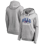 Add Buffalo Bills NFL Pro Line by Fanatics Branded Women's Victory Script Plus Size Pullover Hoodie - Heathered Gray To Your NFL Collection