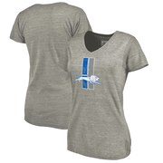 Add Detroit Lions NFL Pro Line by Fanatics Branded Women's Throwback Logo Tri-Blend V-Neck T-Shirt - Ash To Your NFL Collection