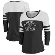 Add Oakland Raiders NFL Pro Line by Fanatics Branded Women's Hometown Collection Color Block 3/4 Sleeve Tri-Blend T-Shirt - Black To Your NFL Collection