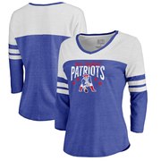 Add New England Patriots NFL Pro Line by Fanatics Branded Women's Hometown Collection Color Block 3/4 Sleeve Tri-Blend T-Shirt - Royal To Your NFL Collection