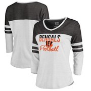 Add Cincinnati Bengals NFL Pro Line by Fanatics Branded Women's Plus Size Color Block 3/4 Sleeve Tri-Blend T-Shirt - White To Your NFL Collection