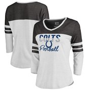 Add Indianapolis Colts NFL Pro Line by Fanatics Branded Women's Plus Size Color Block 3/4 Sleeve Tri-Blend T-Shirt - White To Your NFL Collection