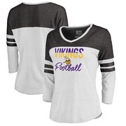 Add Minnesota Vikings NFL Pro Line by Fanatics Branded Women's Plus Size Color Block 3/4 Sleeve Tri-Blend T-Shirt - White To Your NFL Collection