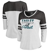 Add Philadelphia Eagles NFL Pro Line by Fanatics Branded Women's Plus Size Color Block 3/4 Sleeve Tri-Blend T-Shirt - White To Your NFL Collection