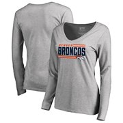 Add Denver Broncos NFL Pro Line by Fanatics Branded Women's Iconic Collection On Side Stripe Long Sleeve V-Neck T-Shirt - Ash To Your NFL Collection