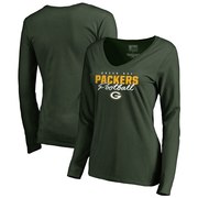 Add Green Bay Packers NFL Pro Line by Fanatics Branded Women's Iconic Collection Script Assist Long Sleeve V-Neck T-Shirt - Green To Your NFL Collection