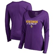 Add Minnesota Vikings NFL Pro Line by Fanatics Branded Women's Iconic Collection Script Assist Long Sleeve V-Neck T-Shirt - Purple To Your NFL Collection