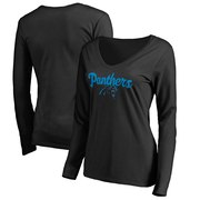 Add Carolina Panthers Women's Plus Sizes Freehand Long Sleeve T-Shirt - Black To Your NFL Collection