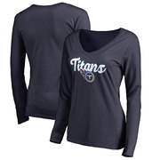 Add Tennessee Titans Women's Plus Sizes Freehand Long Sleeve T-Shirt - Navy To Your NFL Collection