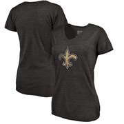 Add New Orleans Saints NFL Pro Line by Fanatics Branded Women's Distressed Team Logo Tri-Blend T-Shirt - Black To Your NFL Collection