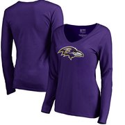 Order Baltimore Ravens NFL Pro Line by Fanatics Branded Women's Primary Logo V-Neck Long-Sleeve T-Shirt - Purple at low prices.