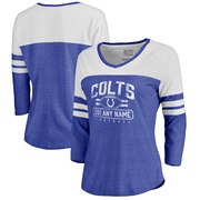 Add Indianapolis Colts NFL Pro Line by Fanatics Branded Women's Personalized Flanker Three-Quarter Sleeve Tri-Blend T-Shirt - Royal To Your NFL Collection