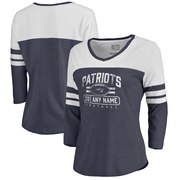 Add New England Patriots NFL Pro Line by Fanatics Branded Women's Personalized Flanker Three-Quarter Sleeve Tri-Blend T-Shirt - Navy To Your NFL Collection