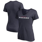 Add Houston Texans NFL Pro Line by Fanatics Branded Women's Wordmark V-Neck T-Shirt - Navy To Your NFL Collection