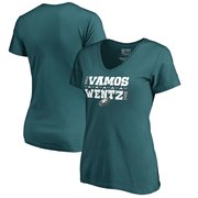 Add Carson Wentz Philadelphia Eagles NFL Pro Line by Fanatics Branded Women's Vamos V-Neck T-Shirt - Midnight Green To Your NFL Collection