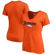 Add Denver Broncos NFL Pro Line by Fanatics Branded Women's Freehand V-Neck T-Shirt - Orange To Your NFL Collection