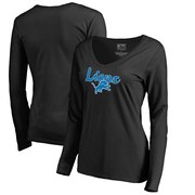 Add Detroit Lions NFL Pro Line by Fanatics Branded Women's Freehand Long Sleeve V-Neck T-Shirt - Black To Your NFL Collection