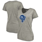 Add Los Angeles Rams NFL Pro Line by Fanatics Branded Women's Throwback Logo Tri-Blend V-Neck T-Shirt - Ash To Your NFL Collection