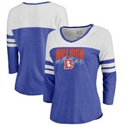 Add Denver Broncos NFL Pro Line by Fanatics Branded Women's Hometown Collection Color Block 3/4 Sleeve Tri-Blend T-Shirt - Royal To Your NFL Collection