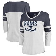 Add Los Angeles Rams NFL Pro Line by Fanatics Branded Women's Plus Size Color Block 3/4 Sleeve Tri-Blend T-Shirt - White To Your NFL Collection