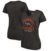 Add Cincinnati Bengals NFL Pro Line by Fanatics Branded Women's Timeless Collection Vintage Arch Tri-Blend V-Neck T-Shirt - Black To Your NFL Collection