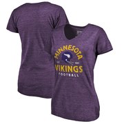 Add Minnesota Vikings NFL Pro Line by Fanatics Branded Women's Timeless Collection Vintage Arch Tri-Blend V-Neck T-Shirt - Purple To Your NFL Collection