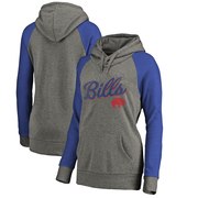 Add Buffalo Bills NFL Pro Line by Fanatics Branded Women's Timeless Collection Rising Script Tri-Blend Raglan Pullover Hoodie - Ash To Your NFL Collection