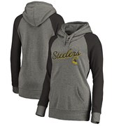 Add Pittsburgh Steelers NFL Pro Line by Fanatics Branded Women's Timeless Collection Rising Script Tri-Blend Raglan Pullover Hoodie - Ash To Your NFL Collection