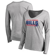 Add Buffalo Bills NFL Pro Line by Fanatics Branded Women's Iconic Collection On Side Stripe Long Sleeve V-Neck T-Shirt - Ash To Your NFL Collection