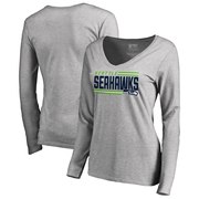 Add Seattle Seahawks NFL Pro Line by Fanatics Branded Women's Iconic Collection On Side Stripe Long Sleeve V-Neck T-Shirt - Ash To Your NFL Collection