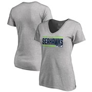 Add Seattle Seahawks NFL Pro Line by Fanatics Branded Women's Iconic Collection On Side Stripe Plus Size V-Neck T-Shirt - Ash To Your NFL Collection