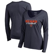 Add Chicago Bears NFL Pro Line by Fanatics Branded Women's Iconic Collection Script Assist Long Sleeve V-Neck T-Shirt - Navy To Your NFL Collection