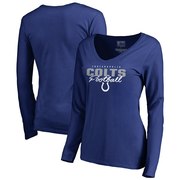 Add Indianapolis Colts NFL Pro Line by Fanatics Branded Women's Iconic Collection Script Assist Long Sleeve V-Neck T-Shirt - Royal To Your NFL Collection