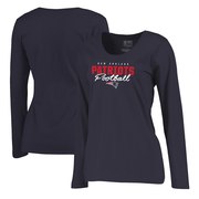 Add New England Patriots NFL Pro Line by Fanatics Branded Women's Iconic Collection Script Assist Plus Size Long Sleeve T-Shirt - Navy To Your NFL Collection