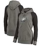 Add Philadelphia Eagles NFL Pro Line by Fanatics Branded Women's Team Raglan Tri-Blend Pullover Hoodie – Heathered Gray/Heathered Black To Your NFL Collection