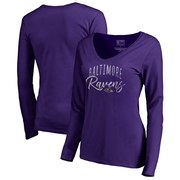 Add Baltimore Ravens NFL Pro Line by Fanatics Branded Women's Graceful Long Sleeve V-Neck T-Shirt - Purple To Your NFL Collection