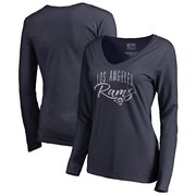 Add Los Angeles Rams NFL Pro Line by Fanatics Branded Women's Graceful Long Sleeve V-Neck T-Shirt - Navy To Your NFL Collection