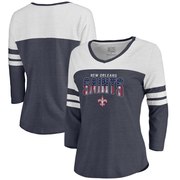 Add New Orleans Saints NFL Pro Line by Fanatics Branded Women's Freedom Color Block 3/4 Sleeve Tri-Blend T-Shirt – Navy To Your NFL Collection