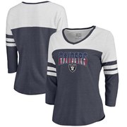 Add Oakland Raiders NFL Pro Line by Fanatics Branded Women's Freedom Color Block 3/4 Sleeve Tri-Blend T-Shirt – Navy To Your NFL Collection