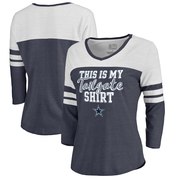 Add Dallas Cowboys NFL Pro Line by Fanatics Branded Women's Air Color Block Tri-Blend 3/4-Sleeve T-Shirt – Navy To Your NFL Collection