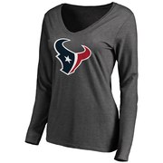 Add Houston Texans Women's NFL Pro Line Team Logo Long Sleeve T-Shirt - Heathered Gray To Your NFL Collection