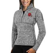 Add Cleveland Browns Antigua Women's Fortune Half-Zip Sweater - Heather Gray To Your NFL Collection