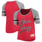 Add Atlanta Falcons Girls Youth Legacy Hi-Lo Raglan Sleeve T-Shirt - Red/Gray To Your NFL Collection