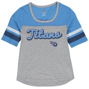 Add Tennessee Titans Girls Youth Fan-Tastic Short Sleeve T-Shirt - Heathered Gray/Light Blue To Your NFL Collection