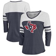 Add Houston Texans NFL Pro Line by Fanatics Branded Women's Hometown Collection Color Block 3/4 Sleeve Tri-Blend T-Shirt - Navy To Your NFL Collection