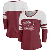 Add Arizona Cardinals NFL Pro Line by Fanatics Branded Women's Personalized Flanker Three-Quarter Sleeve Tri-Blend T-Shirt - Cardinal To Your NFL Collection